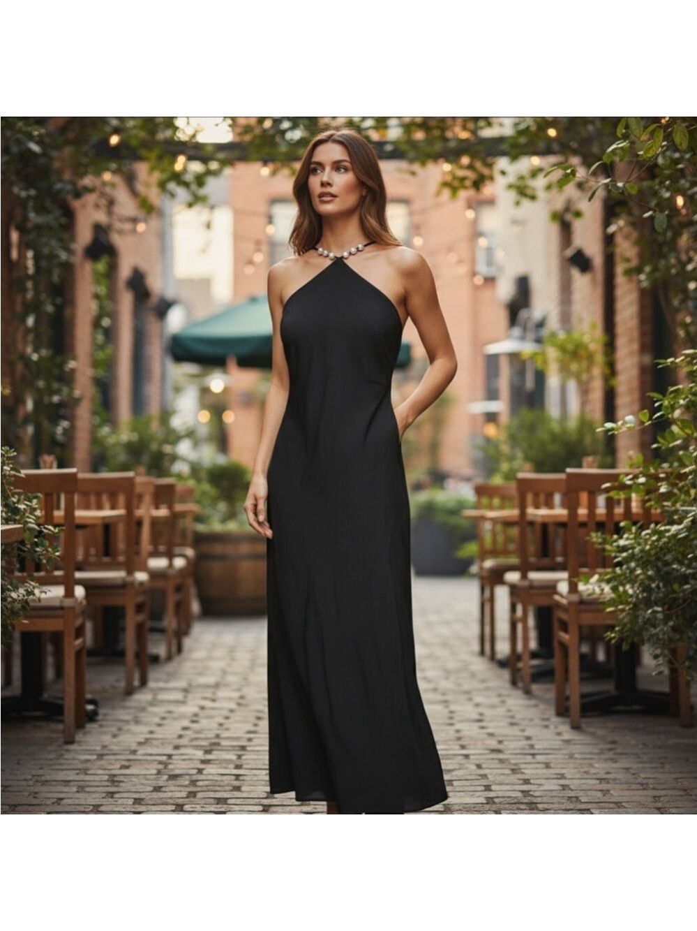 Betsy and Adam WOMEN Satin Like Cocktail Party Gown Dress Sz 8 BLACK